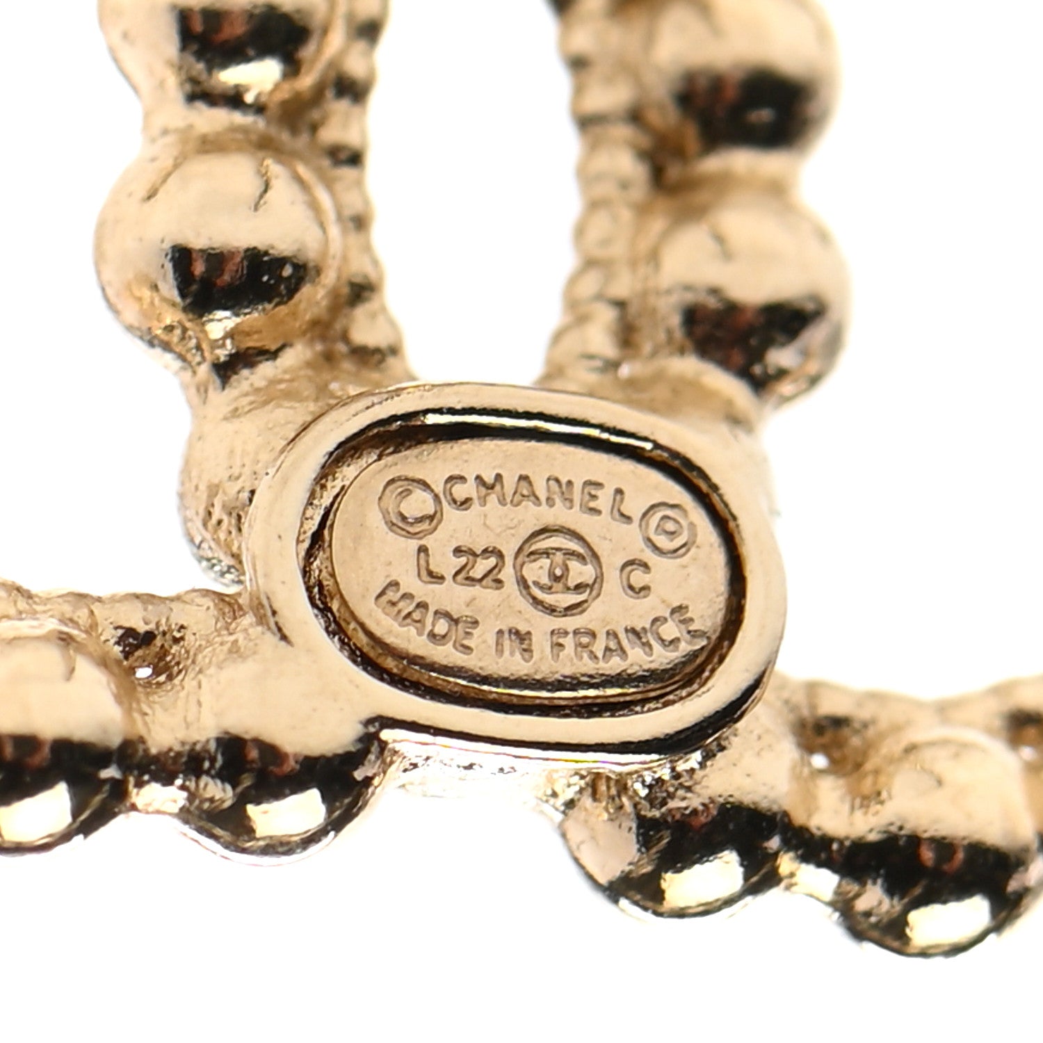 Chanel Metal Bead CC Earrings Gold 4 of 4
