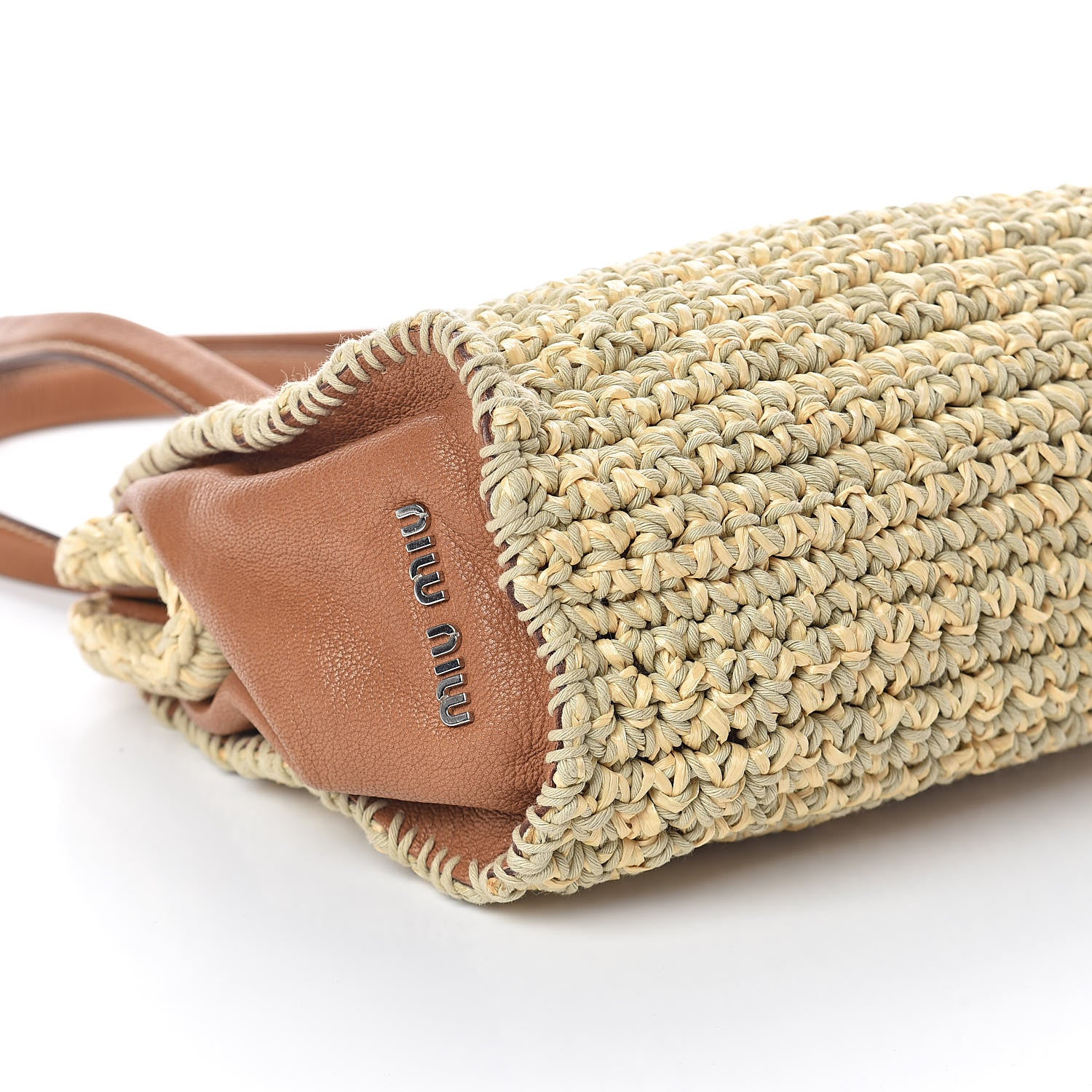 Miu Miu Raffia Calfskin Shoulder Bag Naturale 8 of 9
