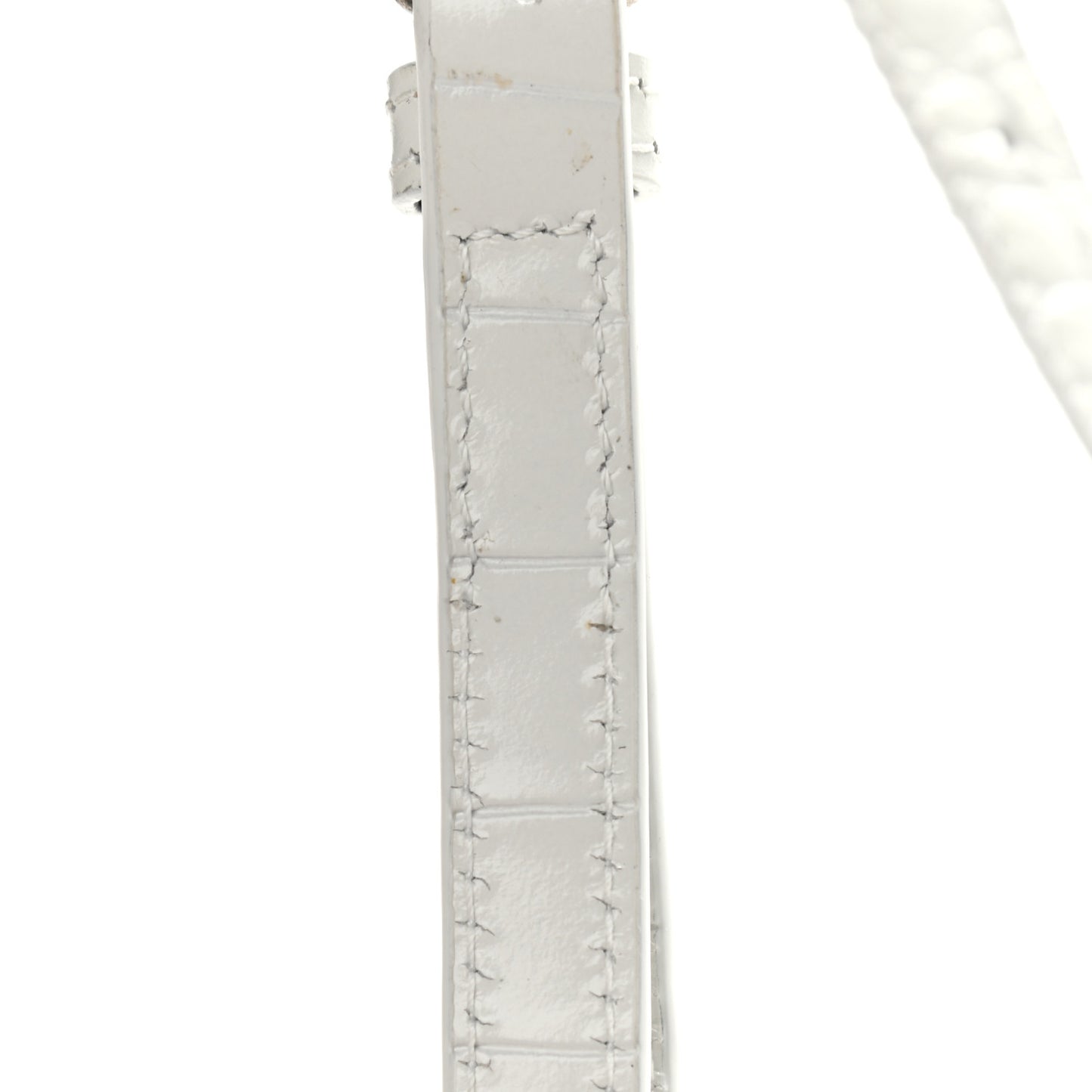 Shiny Supple Calfskin Logo Crocodile Embossed XL Cloud Clutch White