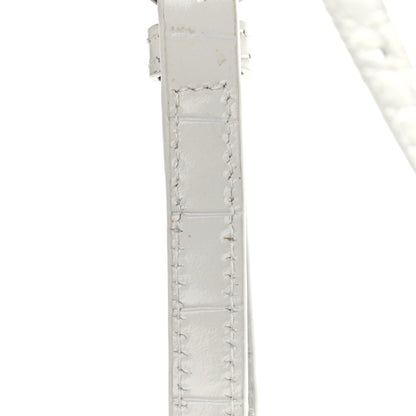 Balenciaga Shiny Supple Calfskin Logo Crocodile Embossed XL Cloud Clutch White 12 of 12