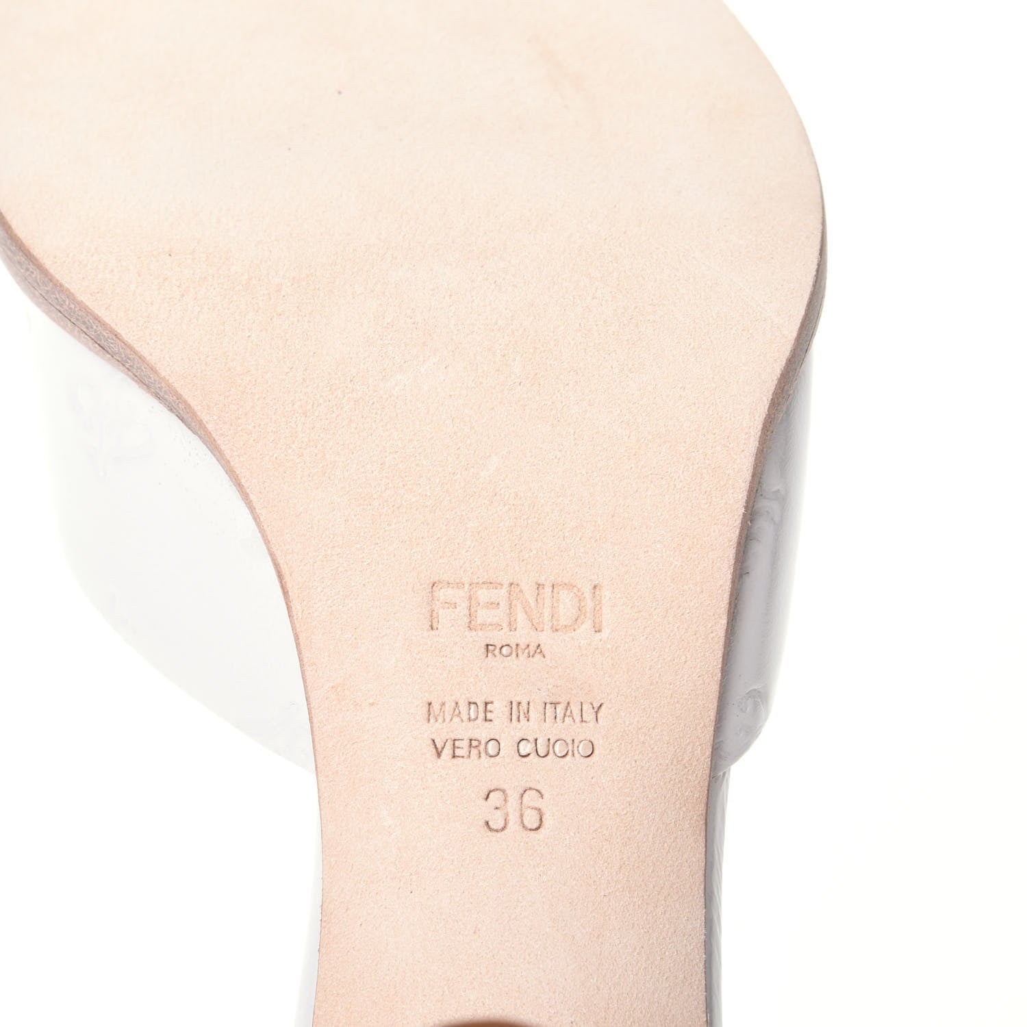 Fendi Vitello Karligraphy Embossed FFrame Ankle Strap Sandals 36 White 8 of 10