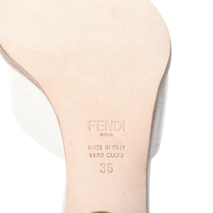 Fendi Vitello Karligraphy Embossed FFrame Ankle Strap Sandals 36 White 8 of 10