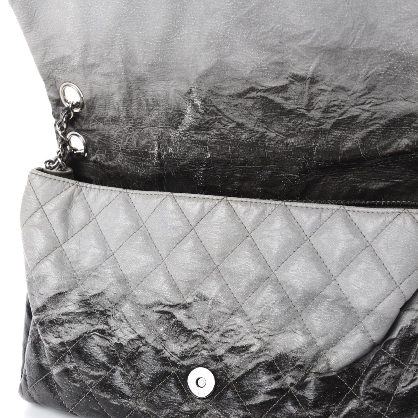 Vinyl Quilted Jumbo Melrose Degrade Flap Black