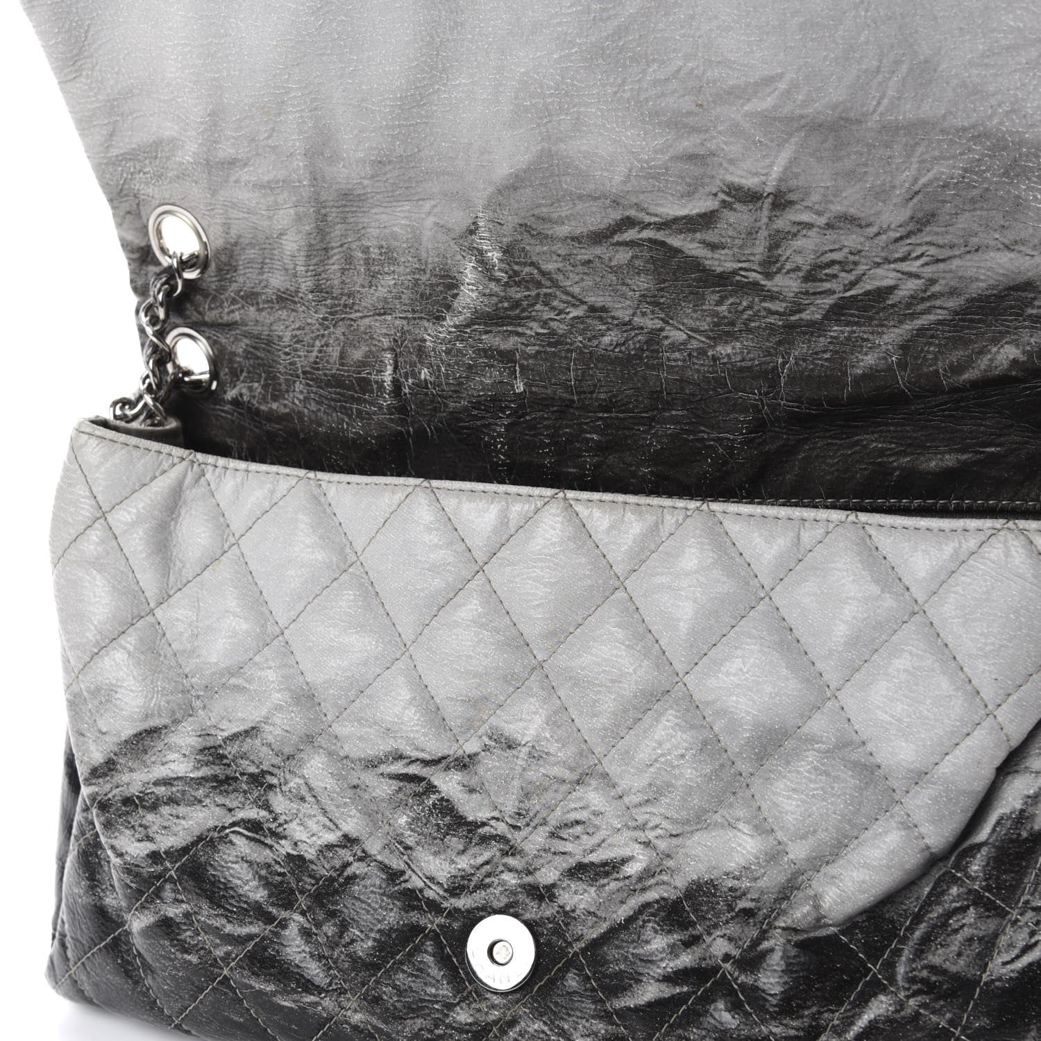 Chanel Vinyl Quilted Jumbo Melrose Degrade Flap Black 11 of 16