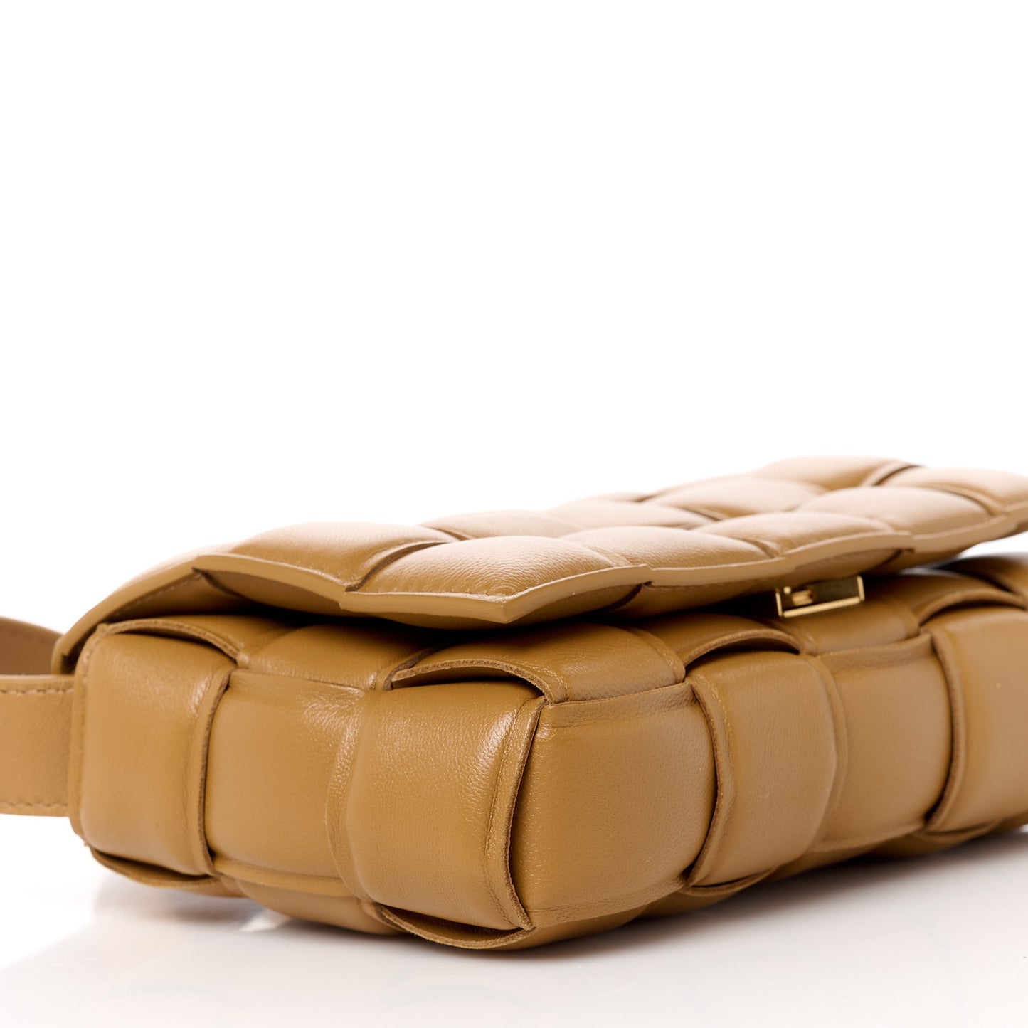 Nappa Maxi Intreccio Small Padded Cassette Crossbody Bag Camel