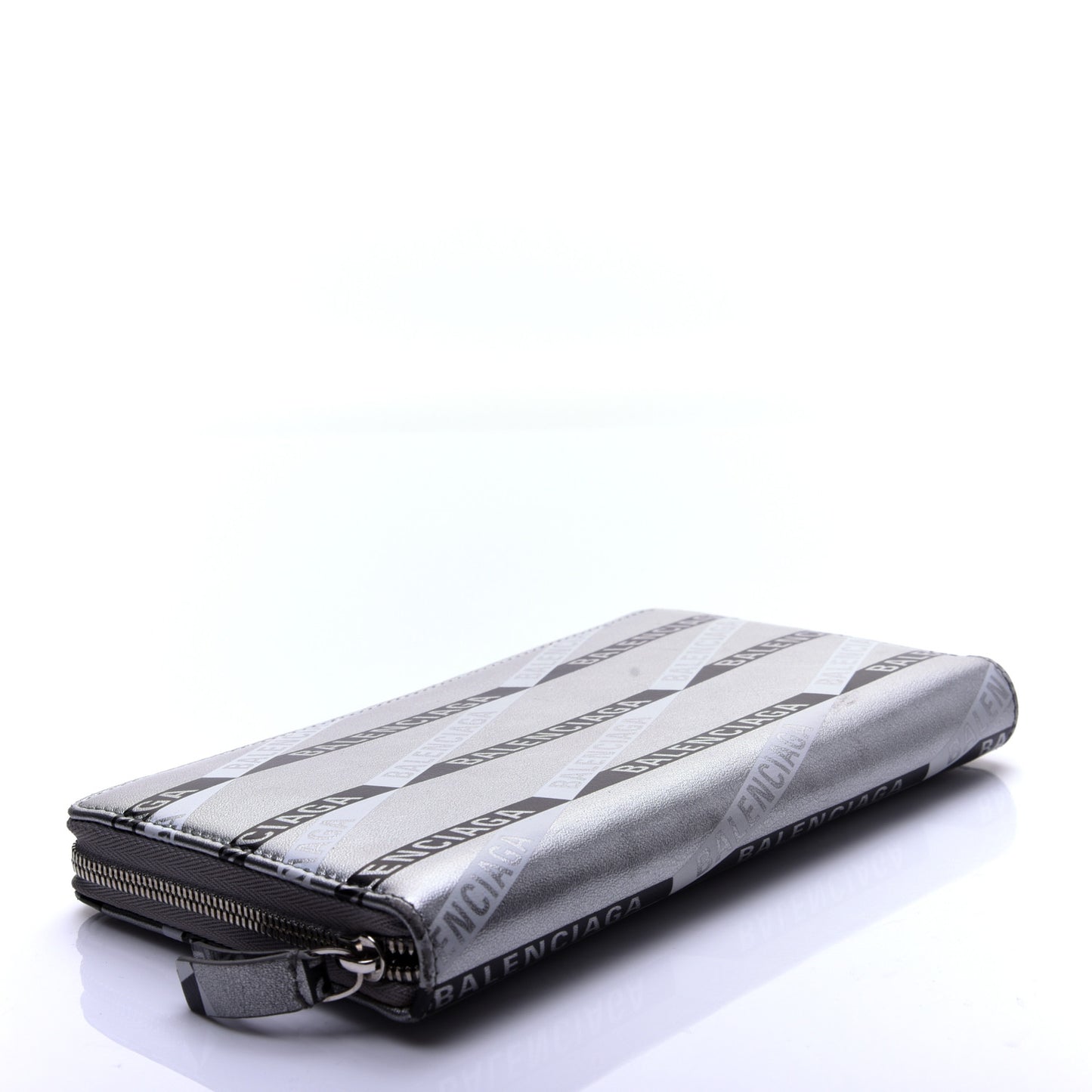 Metallic Calfskin Losange Monogram Everyday Continental Zip Around Wallet Silver Black White