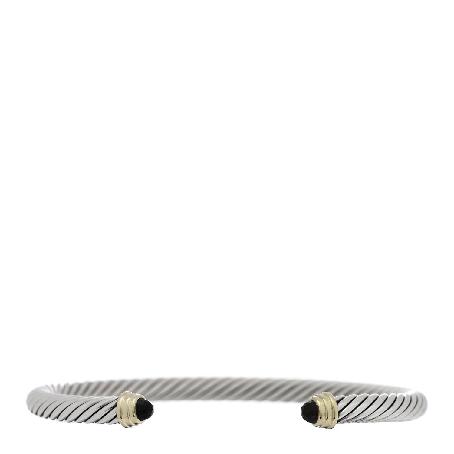 David Yurman Sterling Silver 14K Yellow Gold Smoky Quartz 5mm Cable Classics Petite Color Bracelet 1 of 3