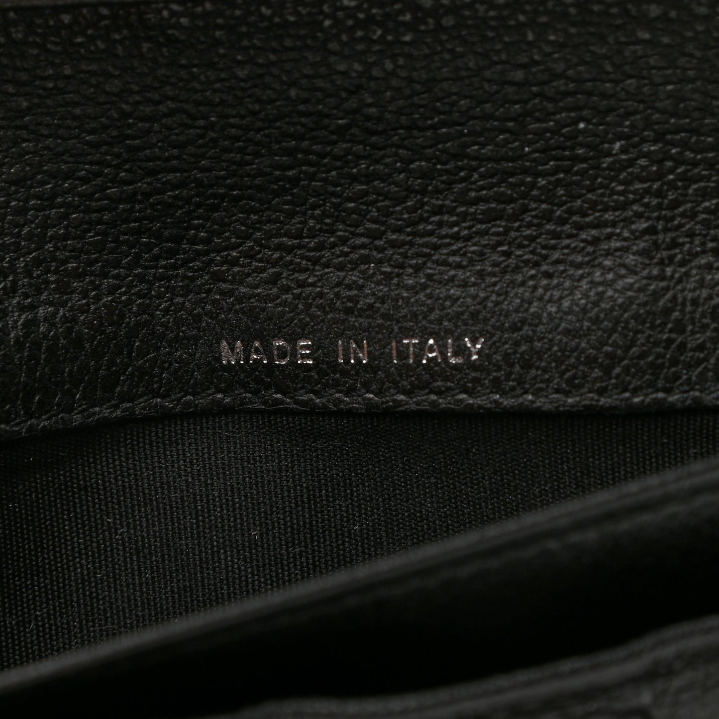 Goatskin Camellia Embossed Flap Wallet Black