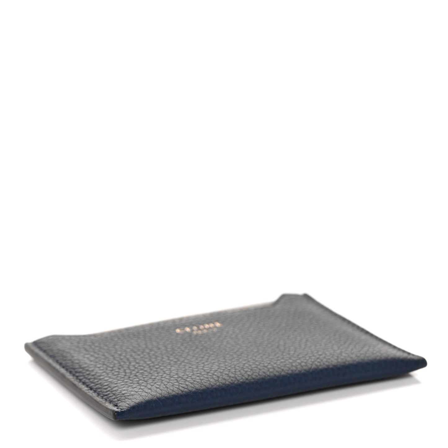 Baby Drummed Calfskin Bi-Color Card Holder Marine Stone