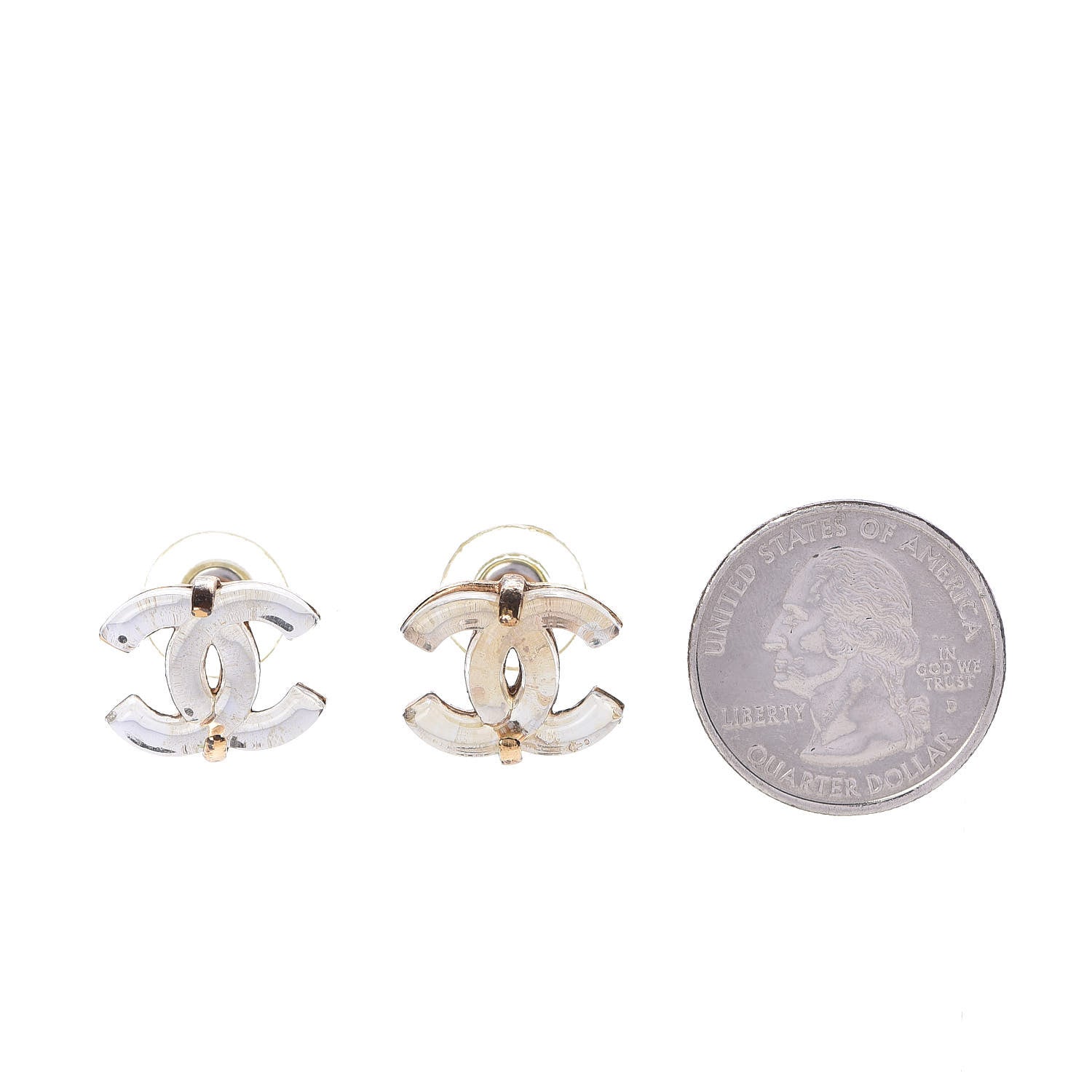 Chanel Resin CC Earrings Gold 2 of 8