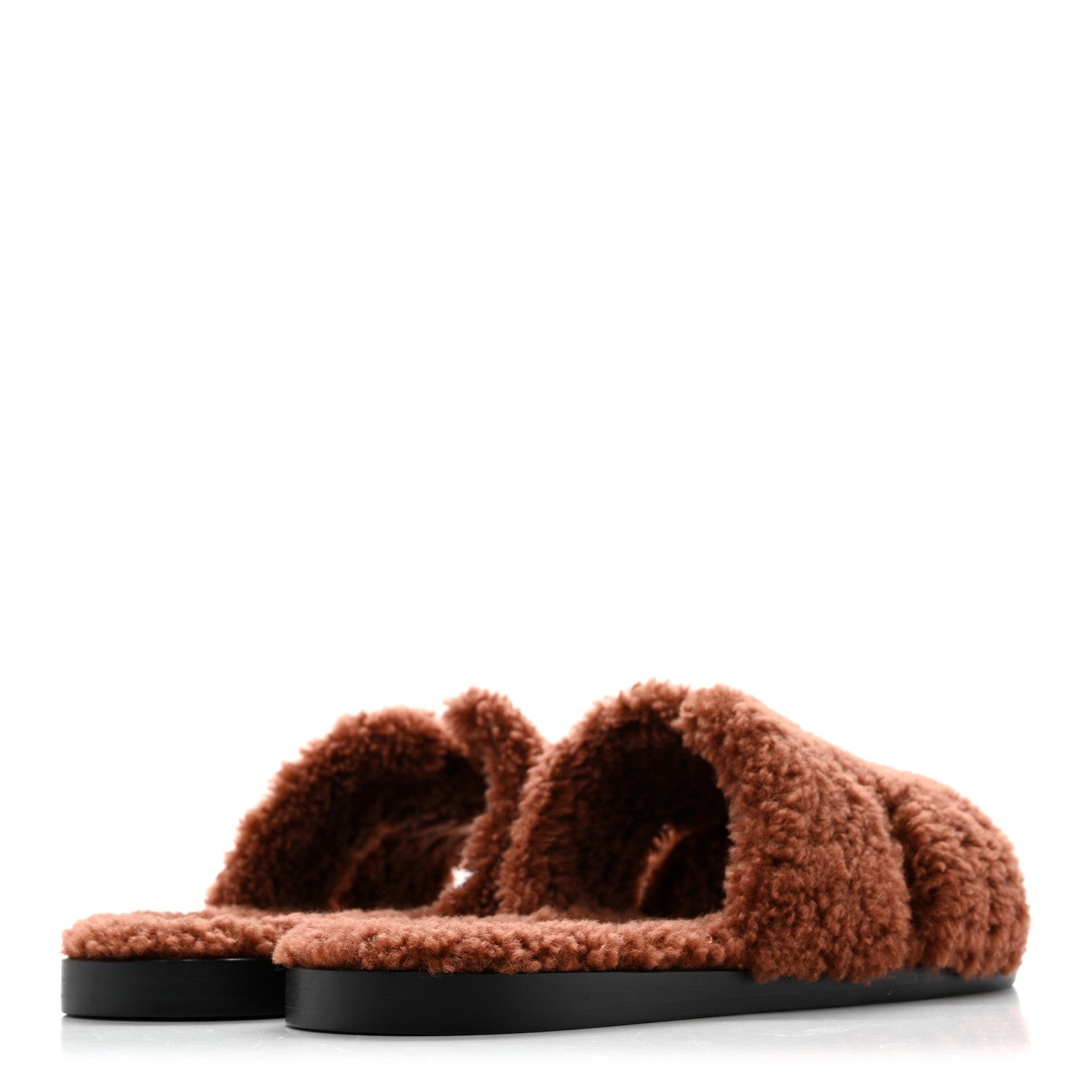 Hermes Woolskin Mens Izmir Sandals 41 Cognac 5 of 9