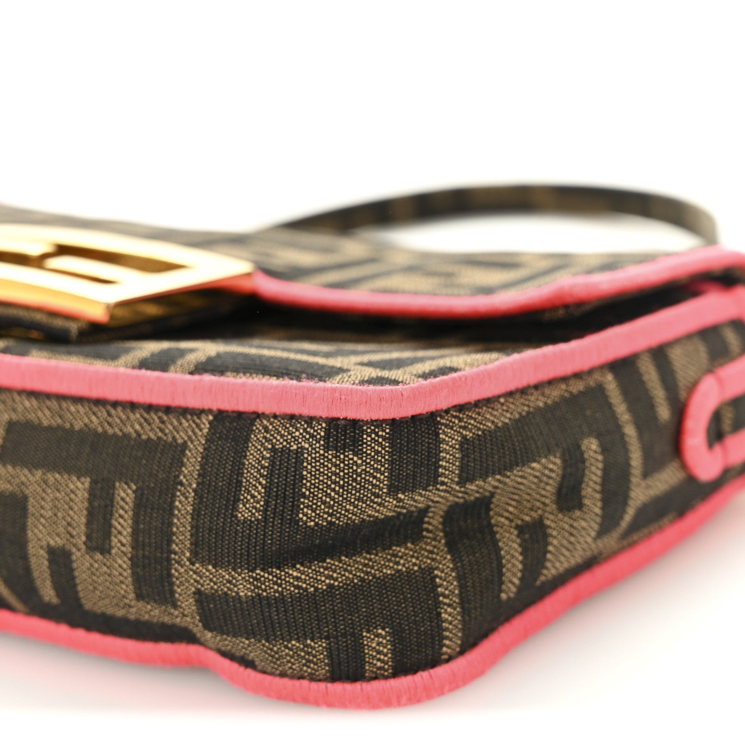 Fendi Fabric Jacquard FF 1974 Roma Armor Mini Baguette Tobacco