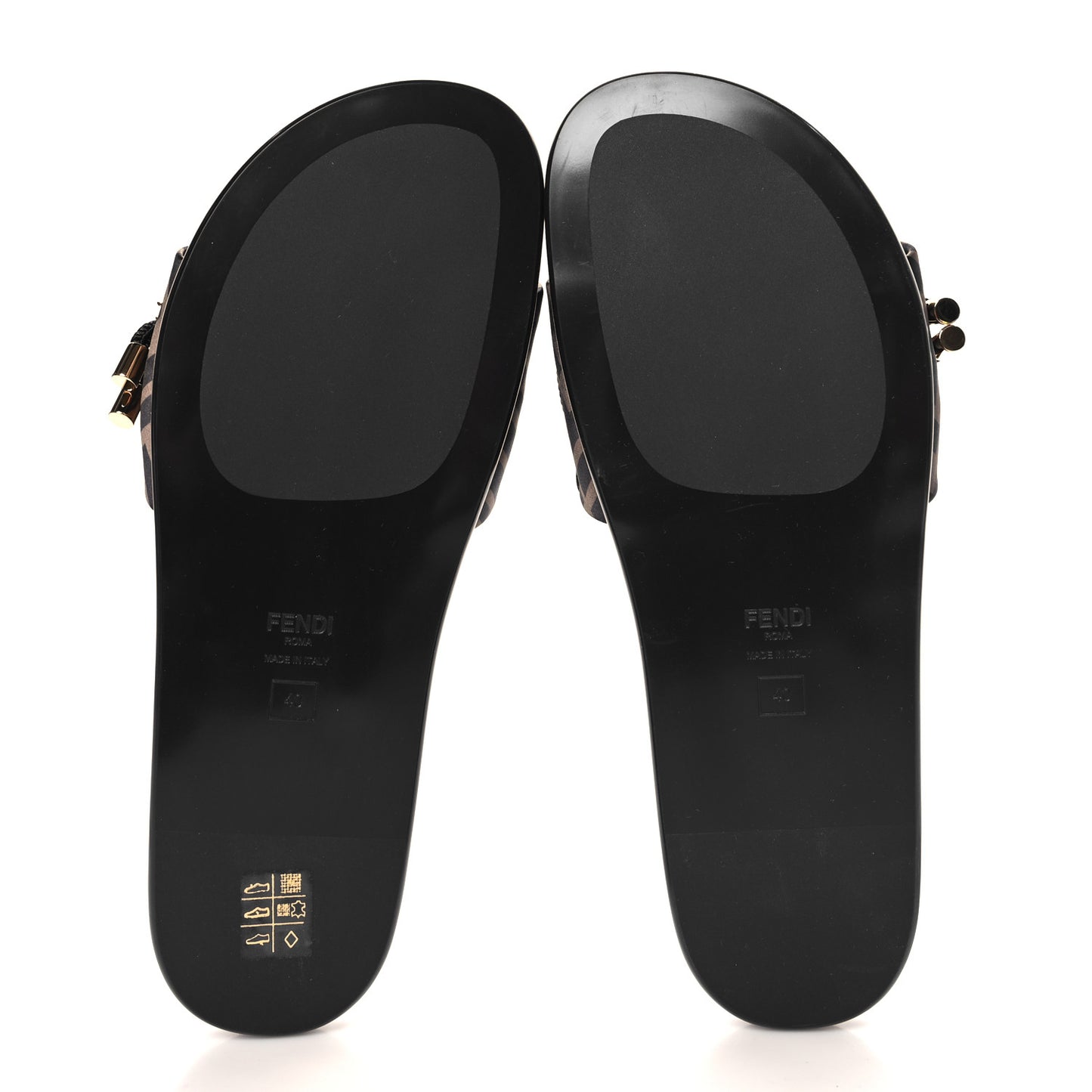 Satin FF Fendi Feel Slide Sandals 40 Tobacco Black
