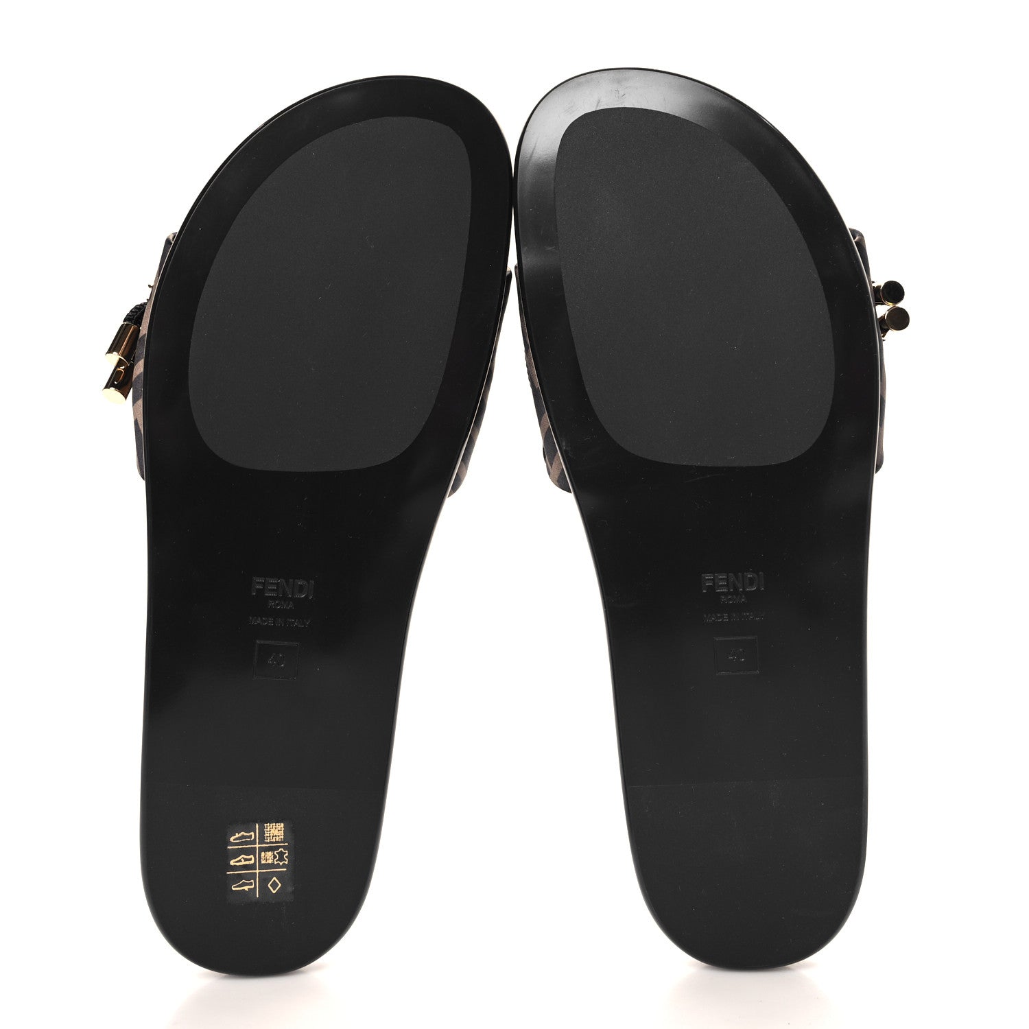 Fendi Satin FF Fendi Feel Slide Sandals 40 Tobacco Black 6 of 9