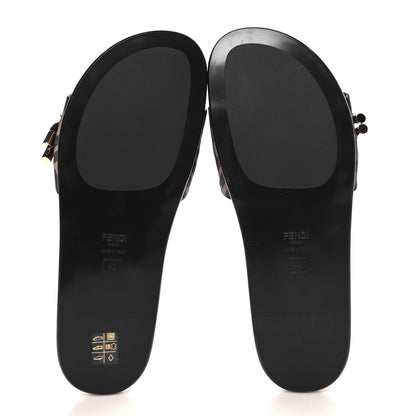 Fendi Satin FF Fendi Feel Slide Sandals 40 Tobacco Black 6 of 9