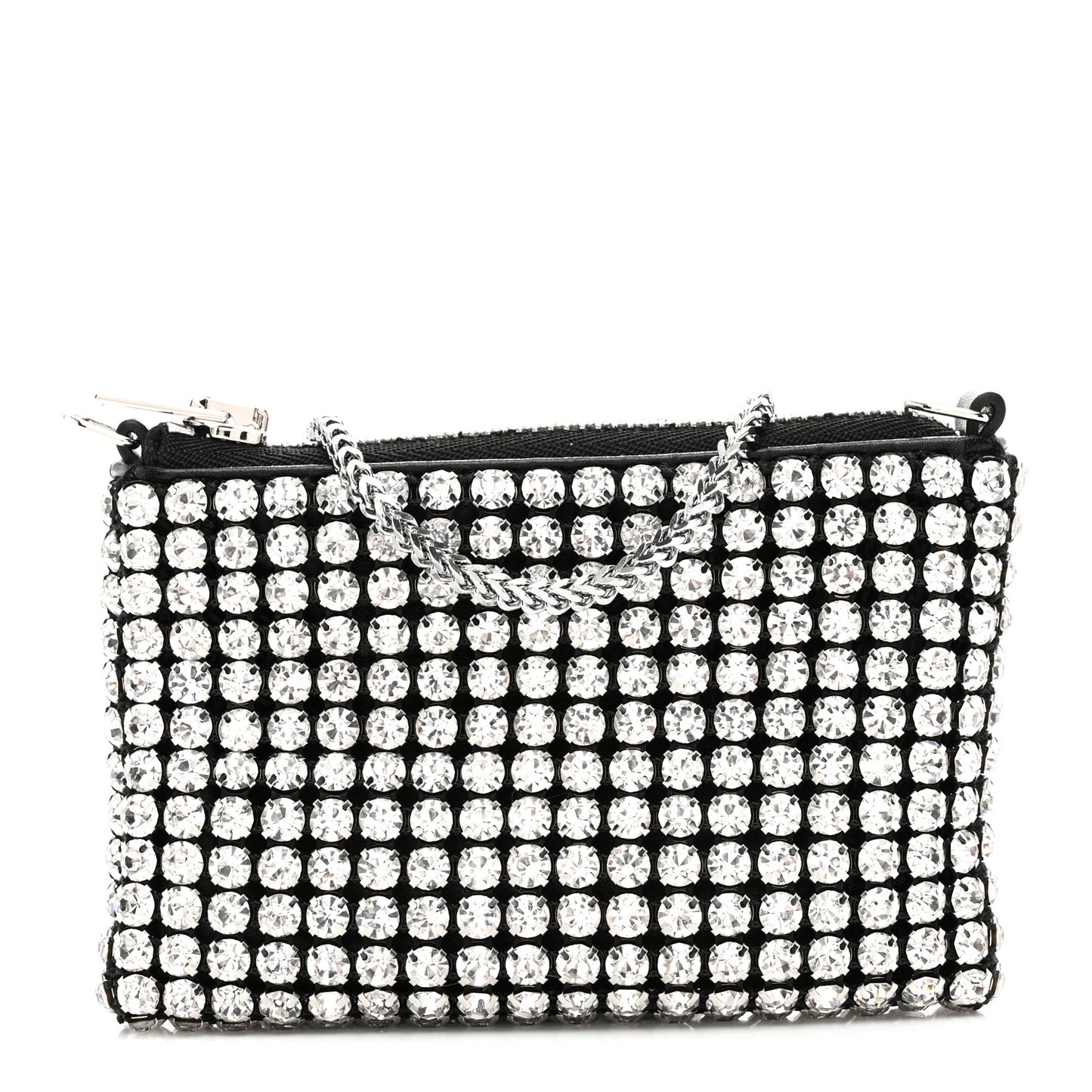 Mesh Crystal Rhinestone Nano Heiress Shoulder Bag Black Silver