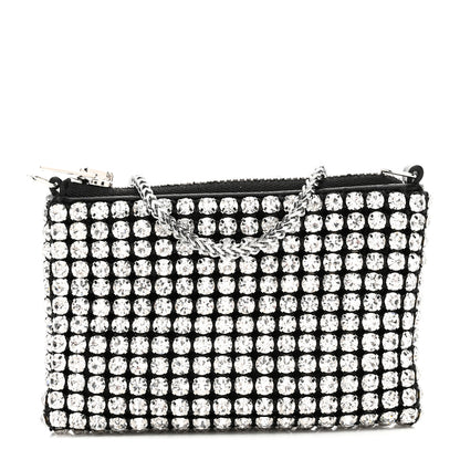 Alexander Wang Mesh Crystal Rhinestone Nano Heiress Shoulder Bag Black Silver 1 of 11