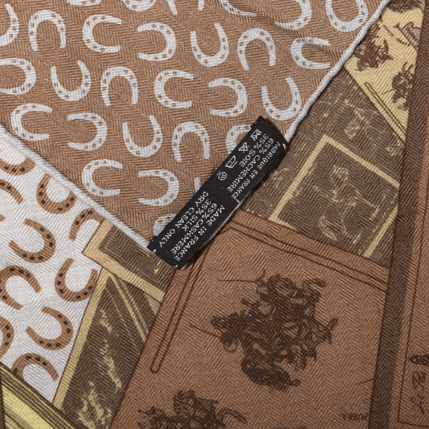 Hermes Cashmere Silk A Cheval Sur Mon Carre Shawl 140 Beige Naturel Noisette 6 of 6