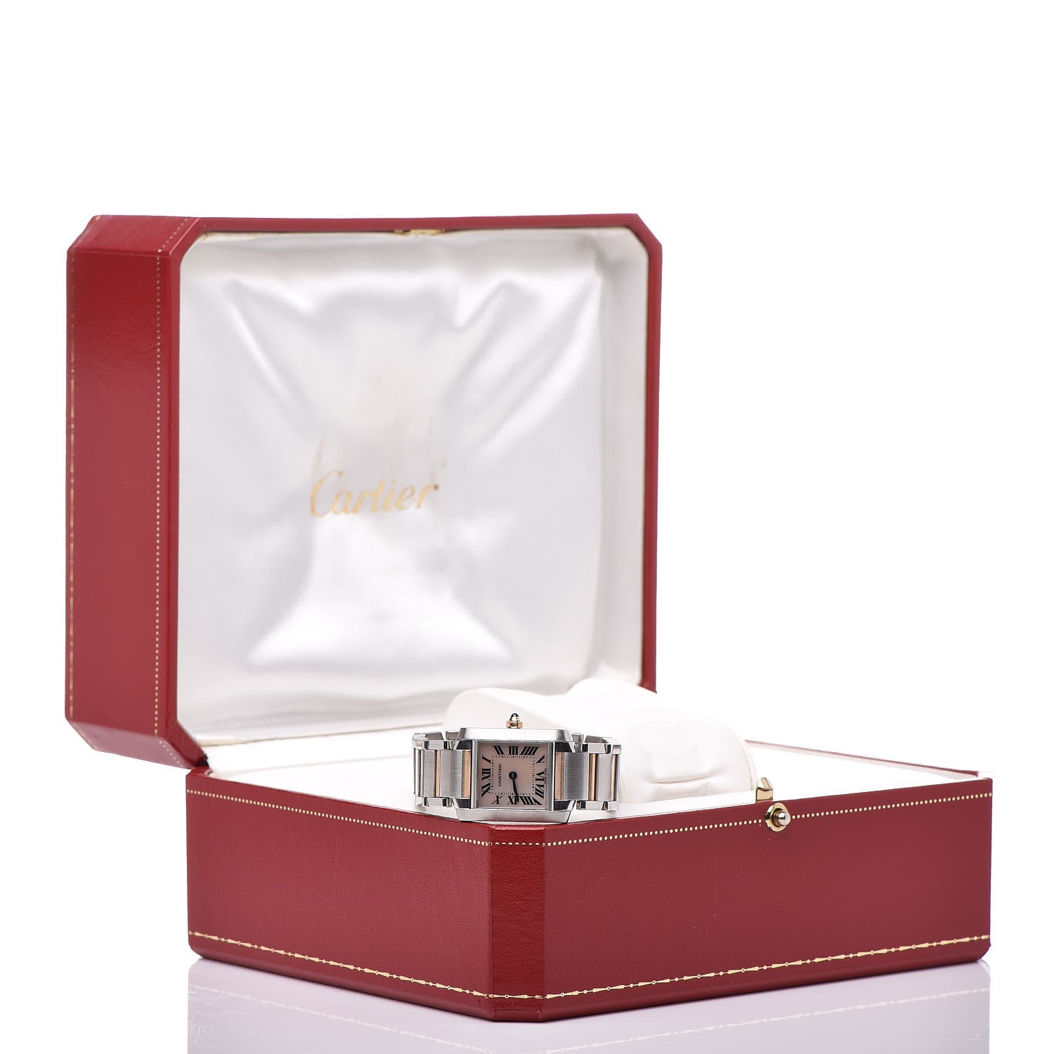 Cartier Stainless Steel 18K Pink Gold Mother of Pearl 20mm Tank Francaise Quartz Watch 7 of 7