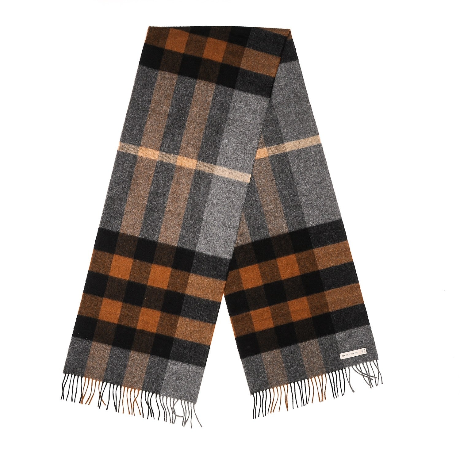 Burberry Cashmere Giant Exploded Check Scarf Nickel Brown 1 of 4