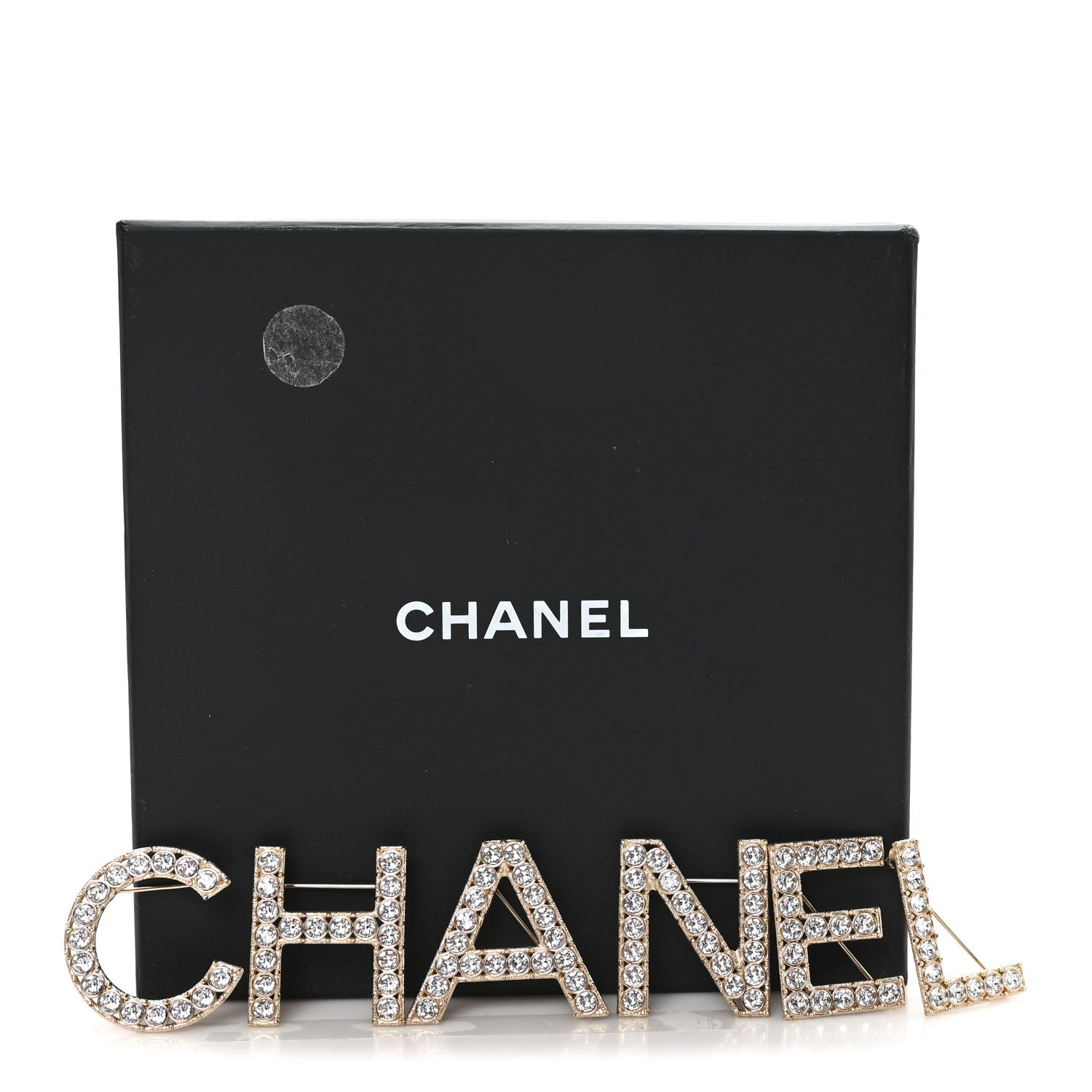 Chanel Crystal Cha-Nel Logo Brooch Set Gold 4 of 4