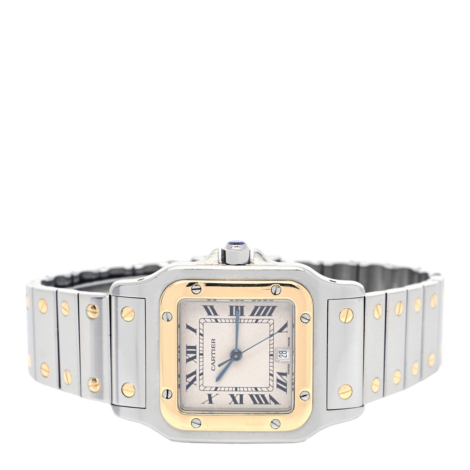 Cartier Stainless Steel 18K Yellow Gold 29mm Santos De Cartier Galbee Quartz Watch 2 of 4