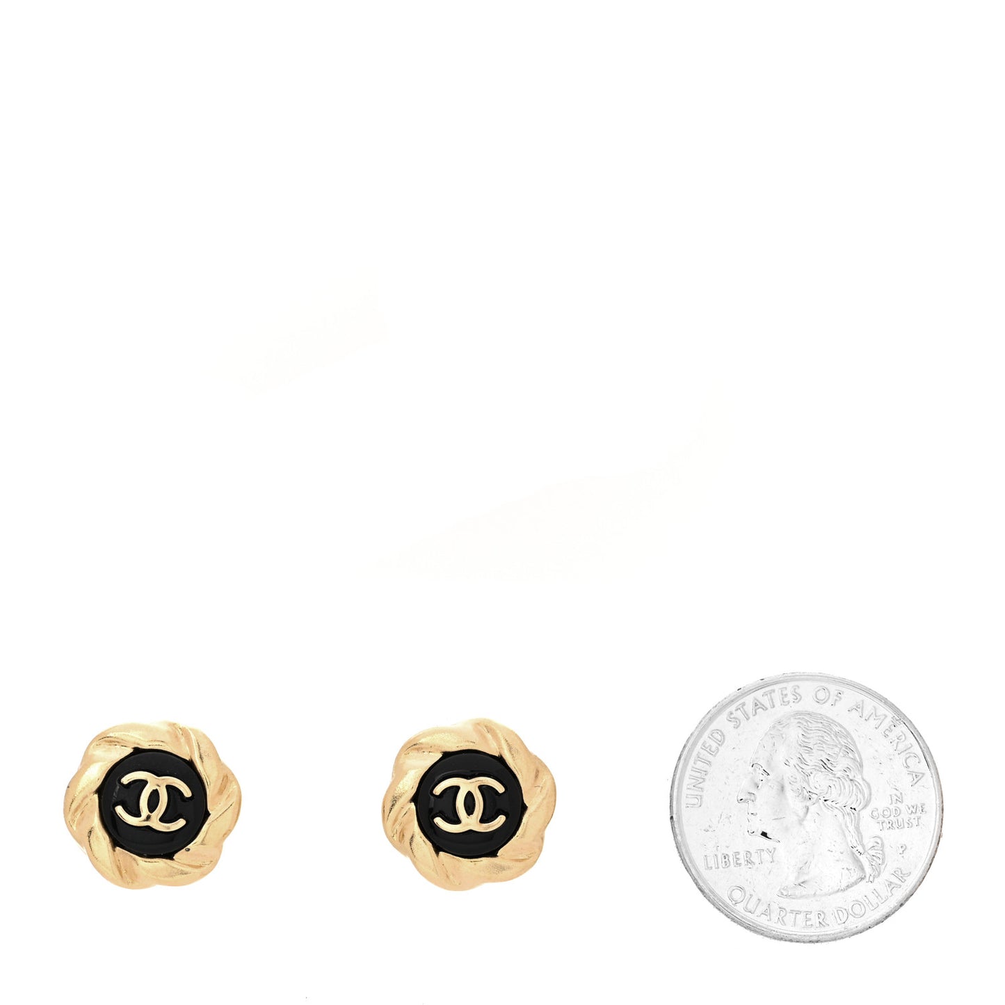 Resin CC Round Earrings Gold Black