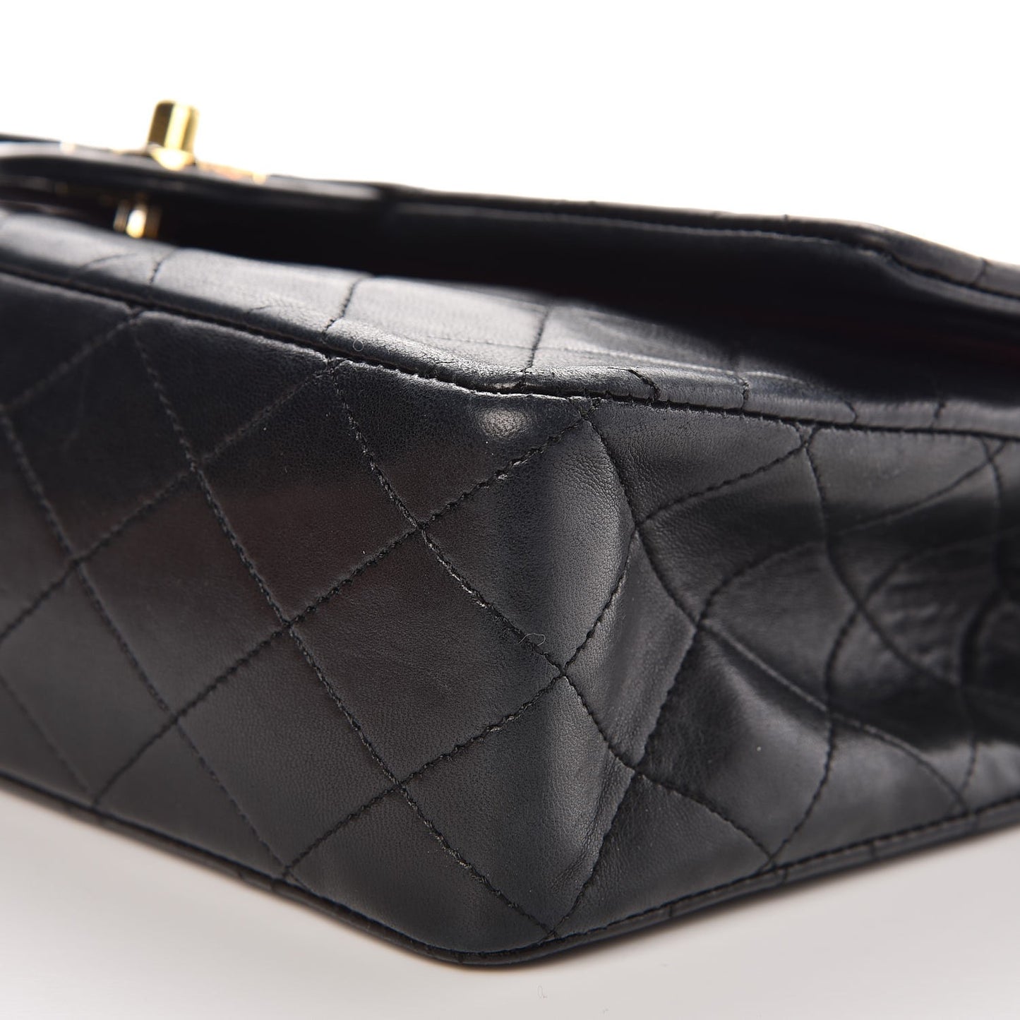 Lambskin Quilted Medium Double Flap Black