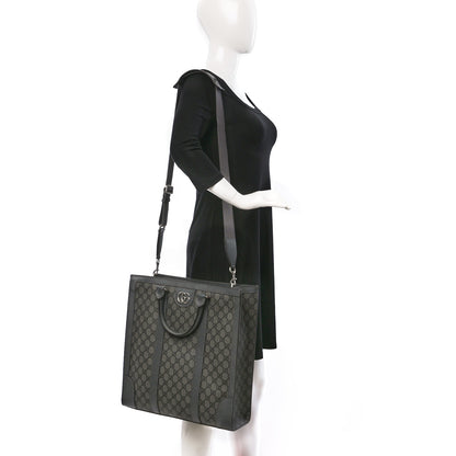 Gucci GG Supreme Monogram Textured Dollar Calfskin Medium Ophidia Tote Grey Black Graphite Grey 2 of 8