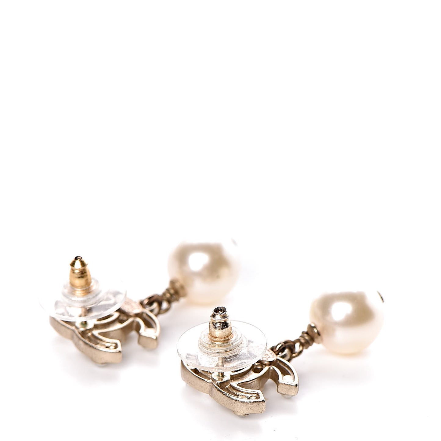 Pearl CC Drop Earrings Light Gold