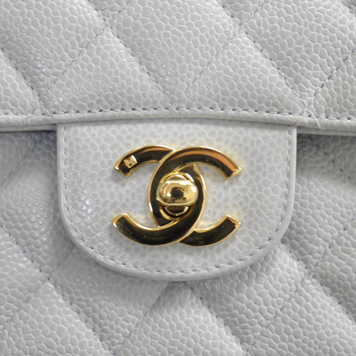 Caviar Medium Double Flap Light Blue