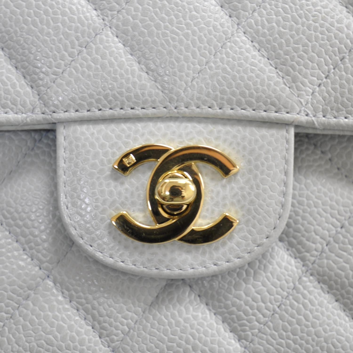 Chanel Caviar Medium Double Flap Light Blue 12 of 12