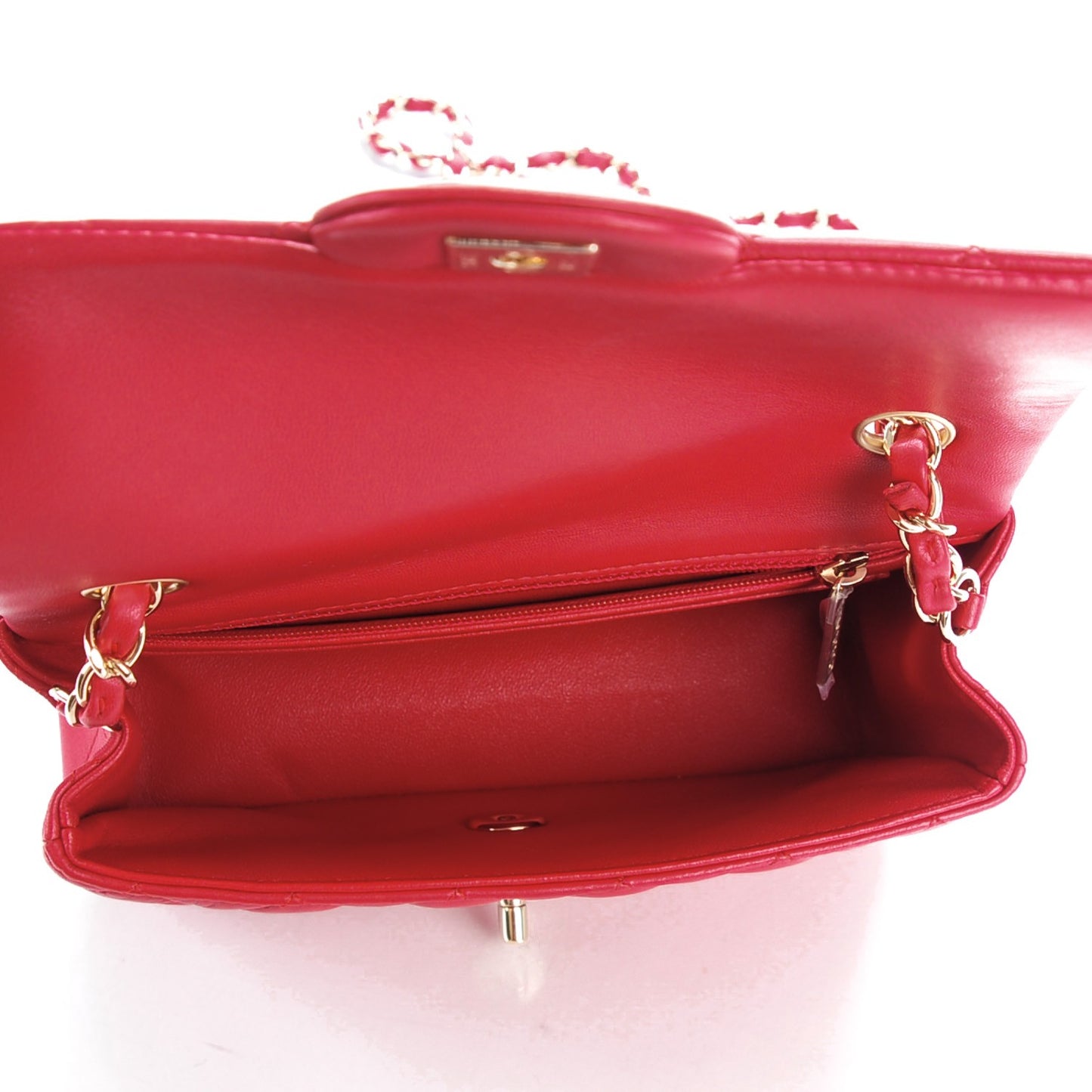 Lambskin Quilted Mini Rectangular Flap Dark Pink