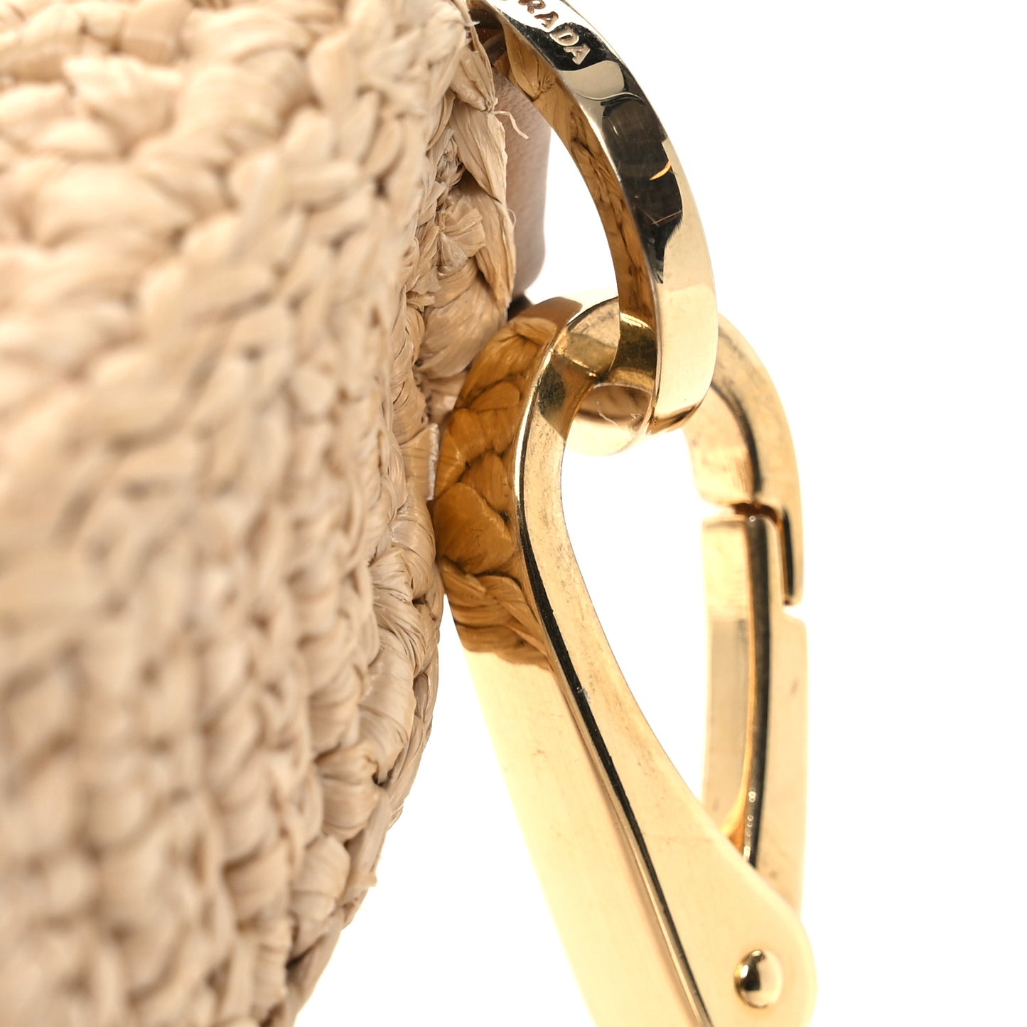 Raffia Effect Crochet Metal Triangle Logo Mini Triangle Shoulder Bag Naturale