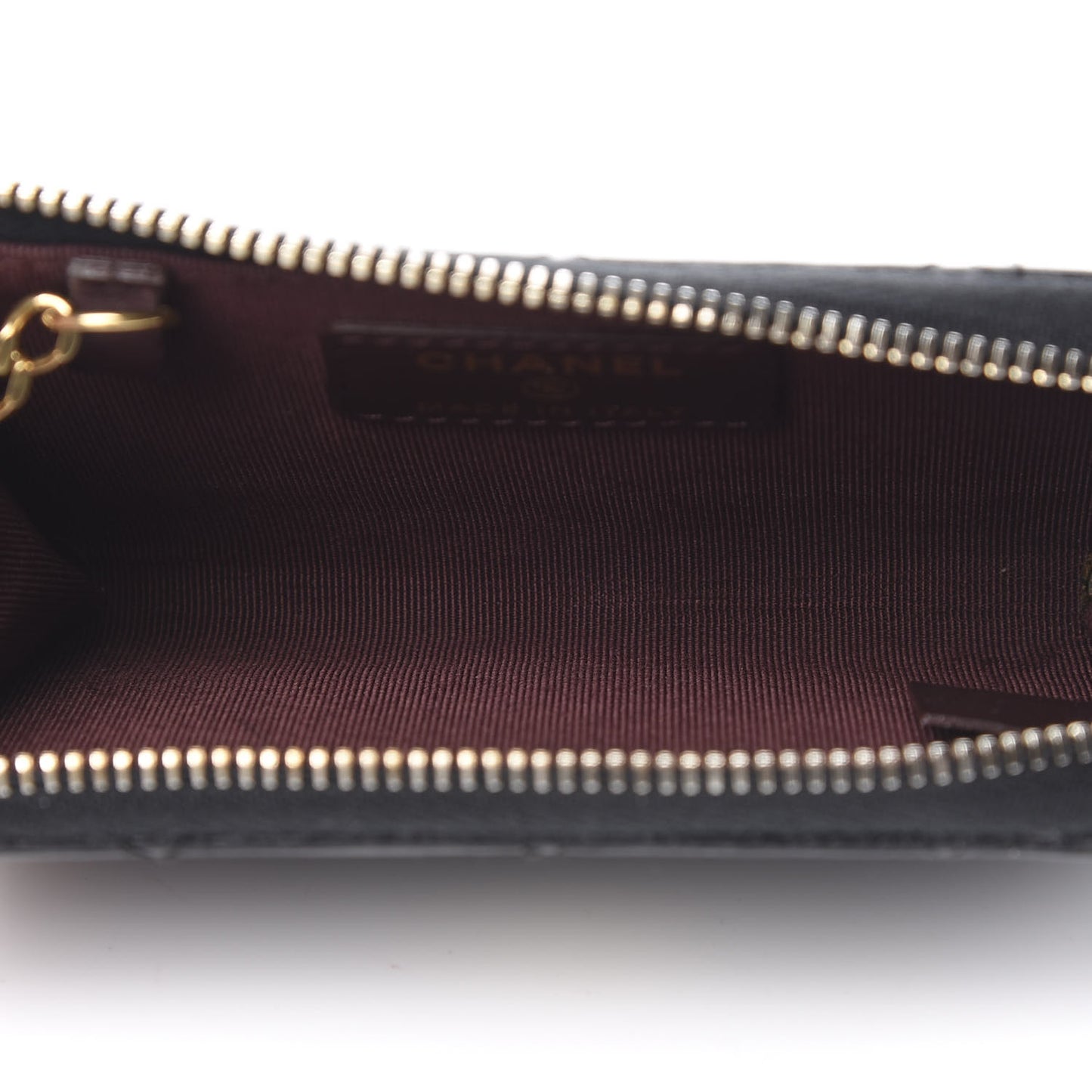Caviar Quilted Zipped Key Holder Case Black