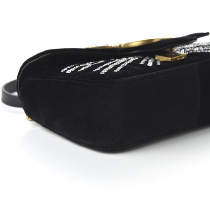 Gucci Velvet Matelasse Marquise Crystals Embroidered Small GG Marmont Shoulder Bag Black 6 of 10