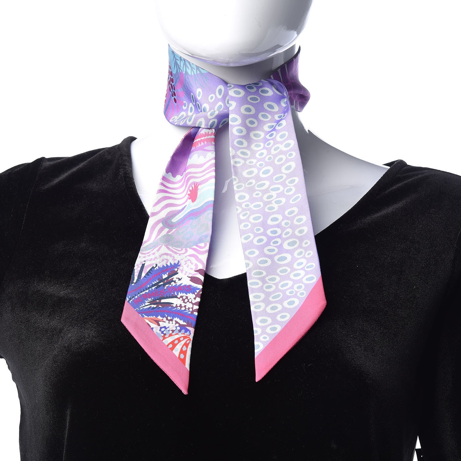 Hermes Silk Under The Waves Twilly Framboise Parme Rouge 2 of 5