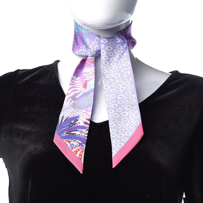 Hermes Silk Under The Waves Twilly Framboise Parme Rouge 2 of 5