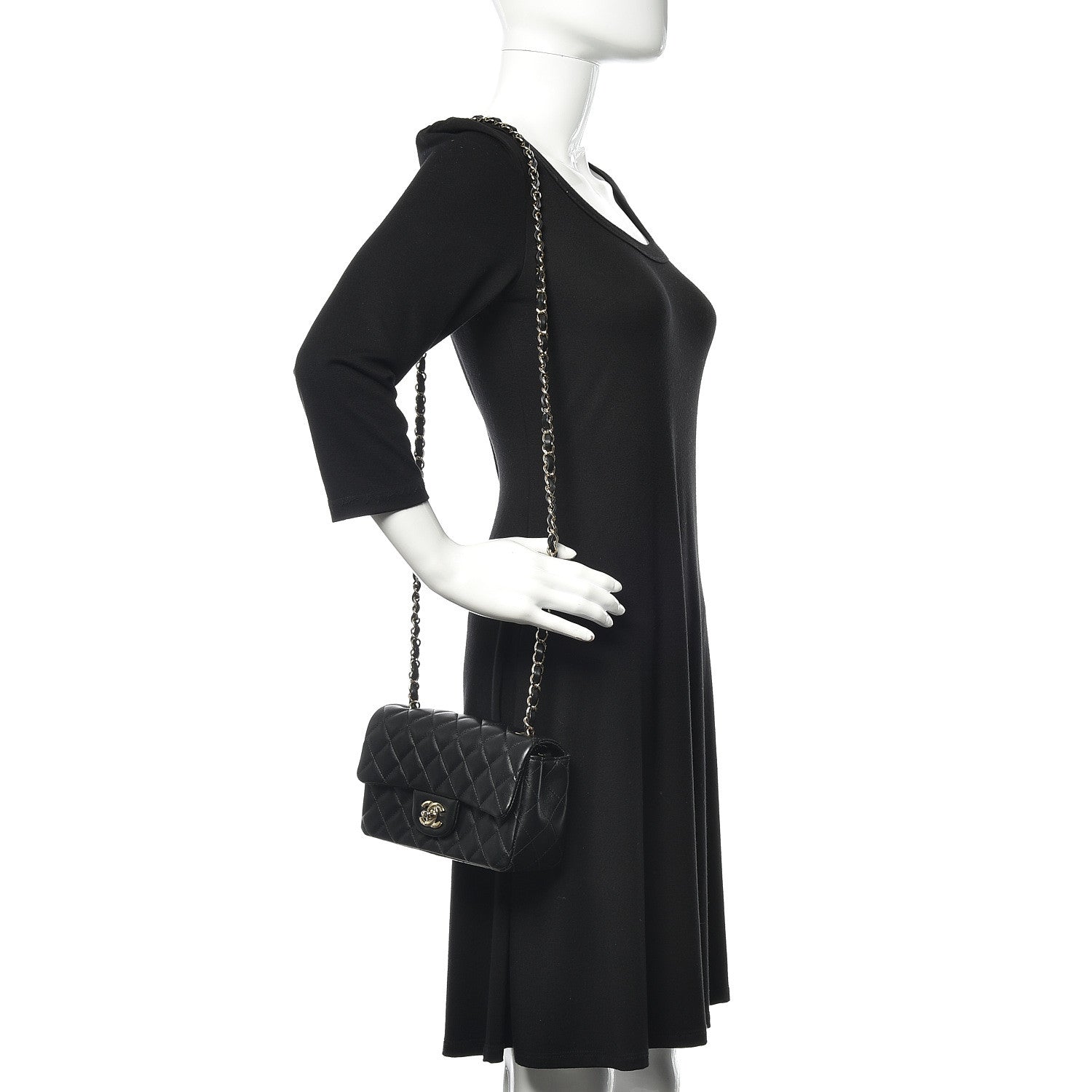 Chanel Lambskin Quilted Mini Rectangular Flap Black 2 of 11
