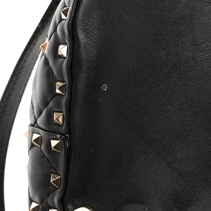 Valentino Garavani Lambskin VLTN Print Quilted Mini Rockstud Spike Backpack Black 14 of 16
