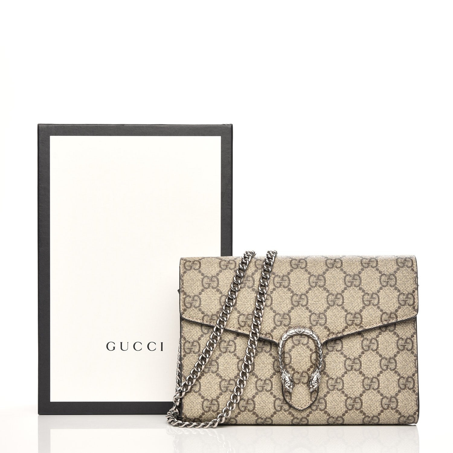 Gucci GG Supreme Monogram Mini Dionysus Chain Wallet Beige Taupe 8 of 8