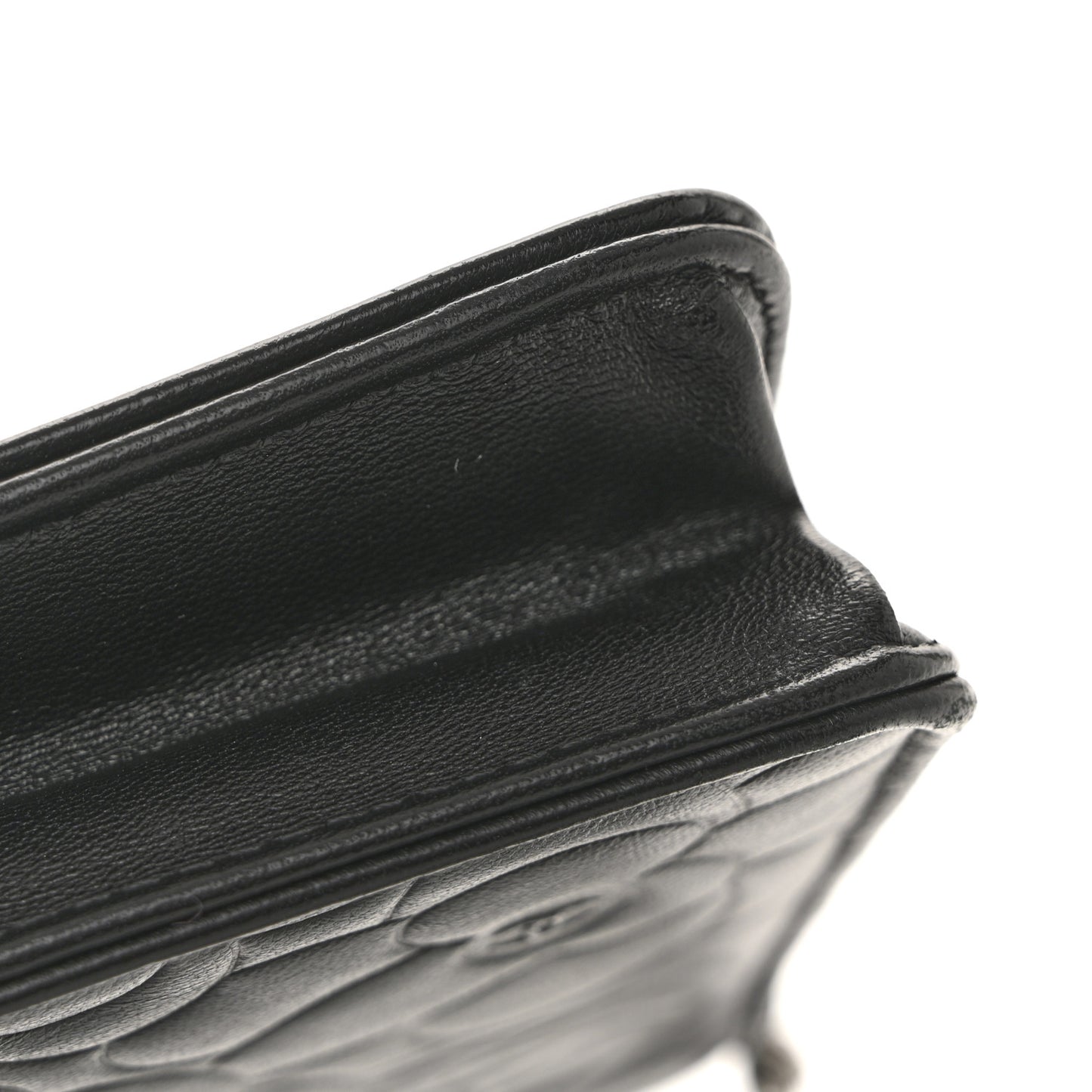 Lambskin Camellia Embossed Wallet on Chain WOC