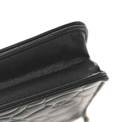 Chanel Lambskin Camellia Embossed Wallet on Chain WOC 14 of 15