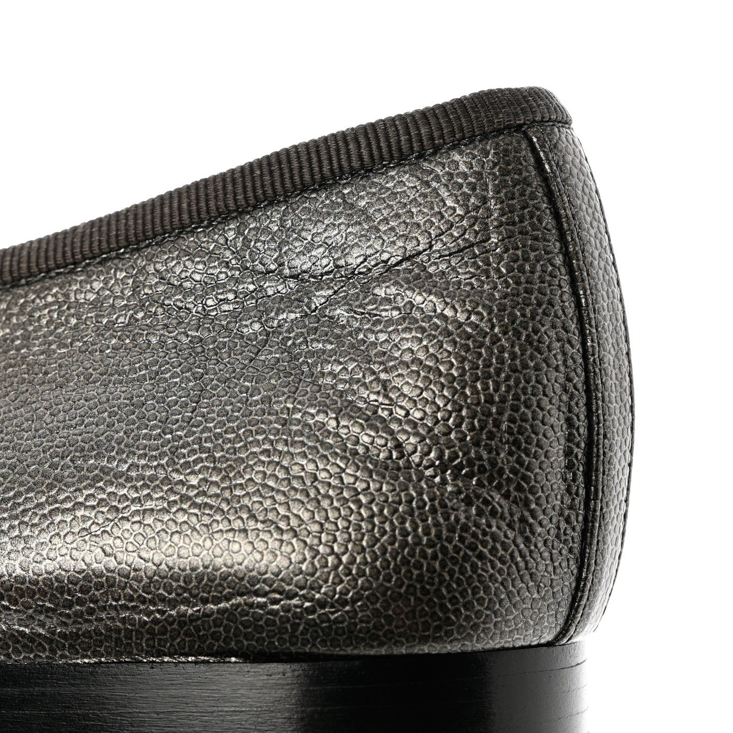 Metallic Caviar CC Cap Toe Ballerina Flats 40 Silver