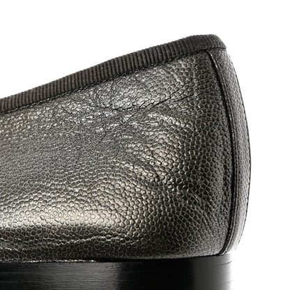 Chanel Metallic Caviar CC Cap Toe Ballerina Flats 40 Silver 10 of 10