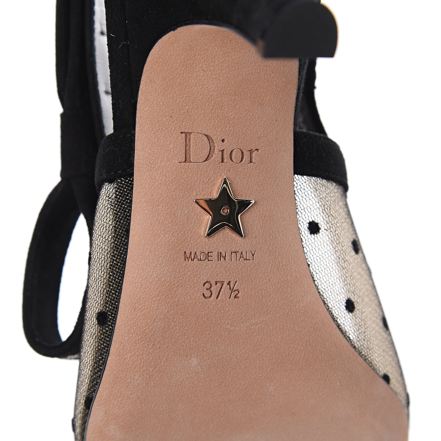 Christian Dior Mesh Plumetis Crystal Suede J'Adior Slingback 65mm Pumps 37.5 Nude Black 7 of 7