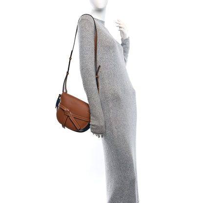 Loewe Calfskin Small Gate Crossbody Bag Tan Steel Blue 2 of 9