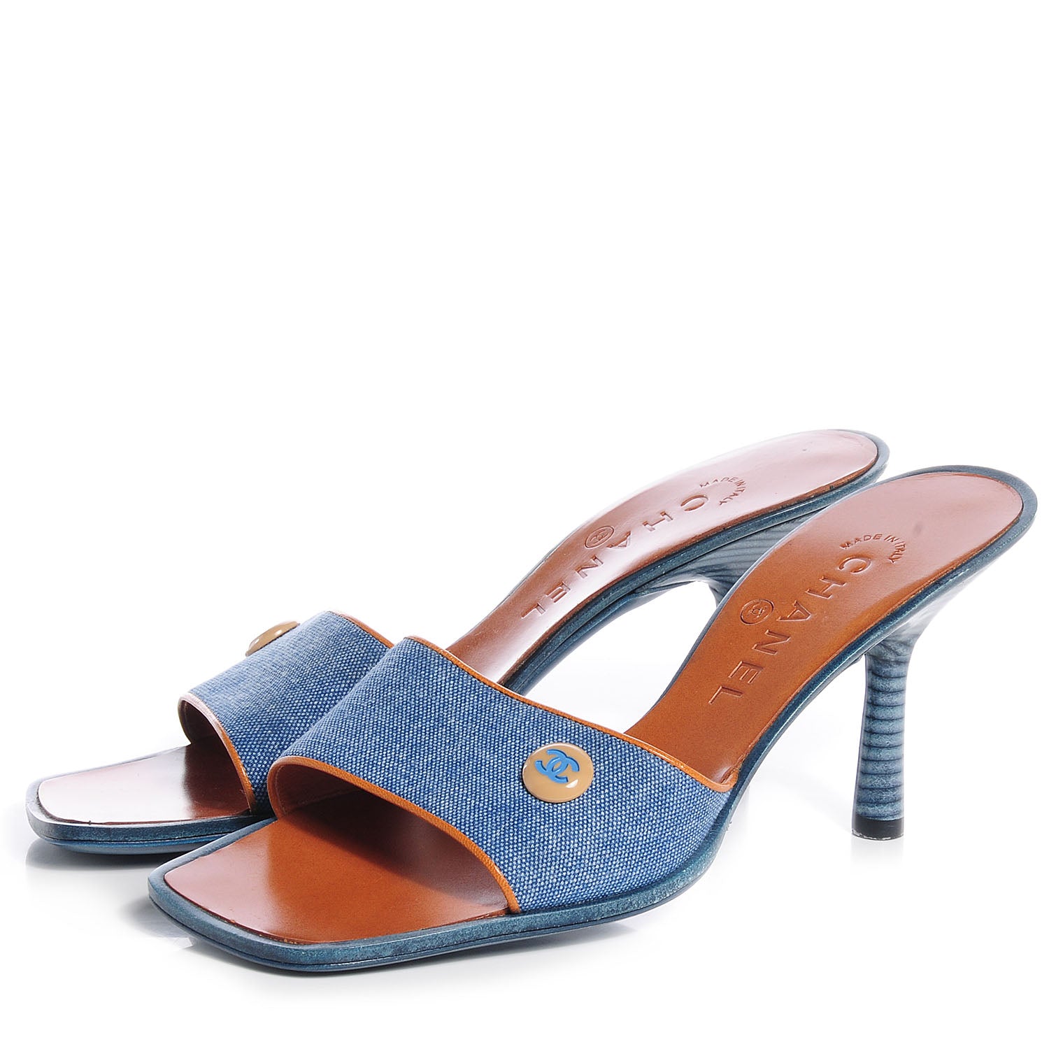 Chanel Denim CC Sandals Blue 37 3 of 9