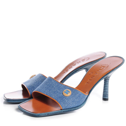 Chanel Denim CC Sandals Blue 37 3 of 9