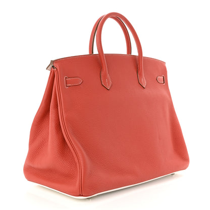 Hermes Togo Casaque Birkin 40 Sanguine White 3 of 11